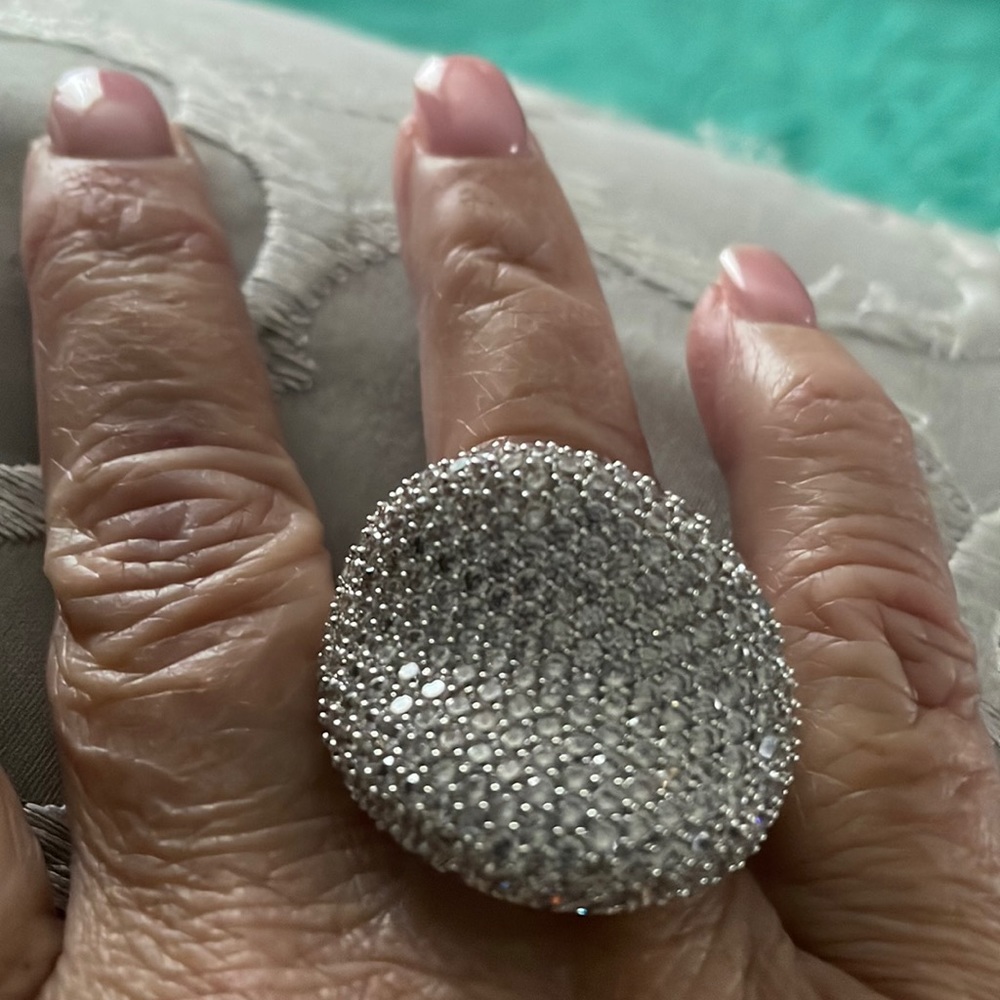 Silver crystal ring